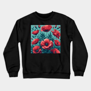 Red Poppy Flower Crewneck Sweatshirt